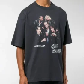 Men”s Balenciaga Speed Hunter Series Printing Logo Retro Loose Short Sleeve Black 541877TCV381055